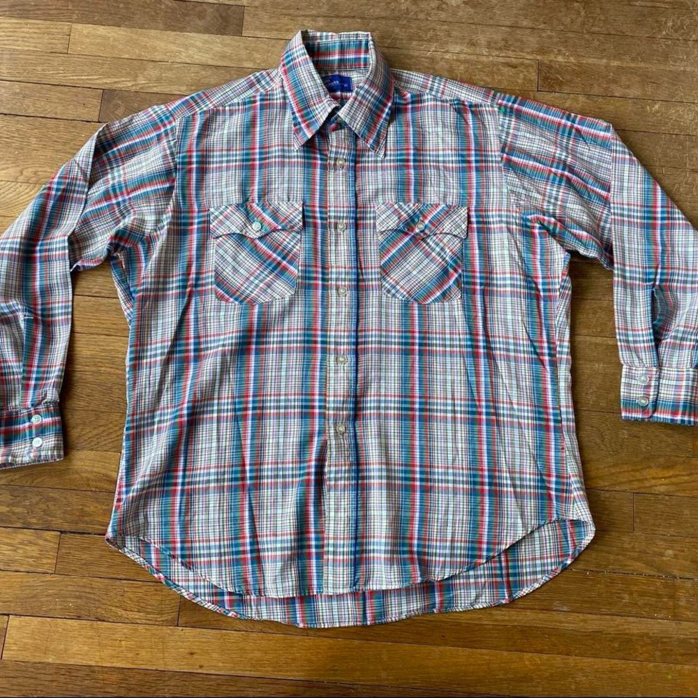 70s vintage plaid western button up